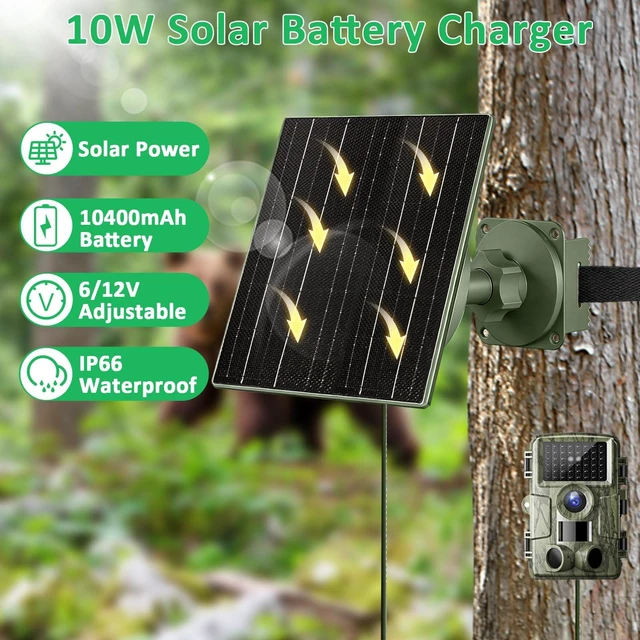 Alt view image 4 of 7 - FUTUREZEN 10W Solar Panel Charger with 10400mAh Battery for Trail Cameras | 6V and 12V adjustable output, USB-C, DC5.5×2.1mm, DC3.5×1.35mm, DC4.0×1.7mm, IP66 waterproof, 9.8ft cable
