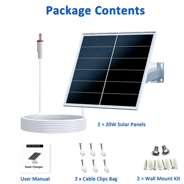 Alt view image 3 of 6 - Zivif 20W Trail Camera Solar Panel for 12V Battery Cameras, 2 Pack | Solar Charger with DC 5.5×2.1mm Cable, IP66 Waterproof, 360°Adjustable Mount, 7.2ft Cable