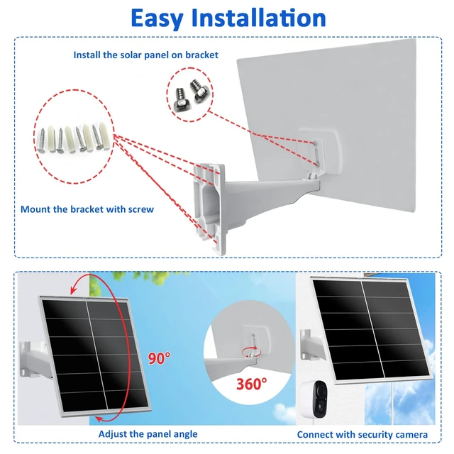 Alt view image 4 of 6 - Zivif 20W Trail Camera Solar Panel for 12V Battery Cameras, 2 Pack | Solar Charger with DC 5.5×2.1mm Cable, IP66 Waterproof, 360°Adjustable Mount, 7.2ft Cable