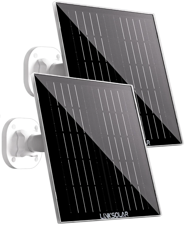Main image of LinkSolar Dual 5W Solar Panels for Ring Camera, All-in-1 Glass Solar Charger for Outdoor Stick Up Battery Home Security Camera, Micro USB/ DC/ USB-C Port, 9.8ft Cable, 360°Adjustable Bracket