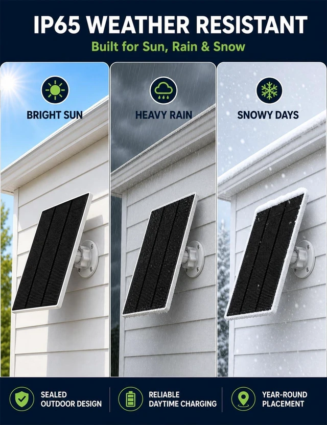 Alt view image 4 of 7 - Solblo 5W Solar Panels for Ring Camera Outdoor Waterproof USB C & DC 5V 1A | Works in Cloudy and Rainy,Easy Install,Fast Charge,IP65 Waterproof ,Compatible for Rechargeable Camera with Battery
