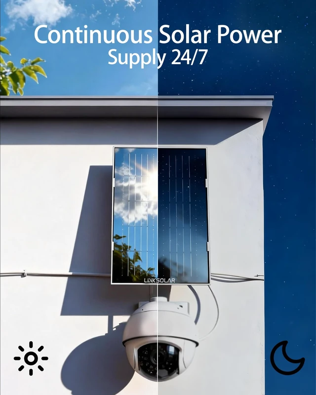 Alt view image 4 of 7 - LinkSolar Dual 5W Solar Panels for Ring Camera, All-in-1 Glass Solar Charger for Outdoor Stick Up Battery Home Security Camera, Micro USB/ DC/ USB-C Port, 9.8ft Cable, 360°Adjustable Bracket