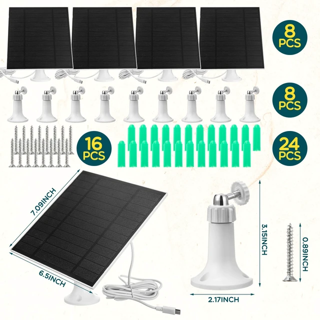 Alt view image 2 of 6 - Saysurey 4 Pack 3W Solar Panel for Bird Feeder Camera, Type-C Charger | USB C Solar Panel for Outdoor Camera, Waterproof Solar Panel, Type-C, 360° Adjustable, Safety Bracket Panel Charge Micro