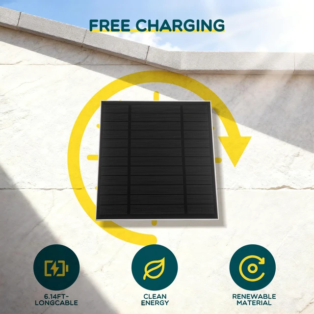Alt view image 6 of 6 - Saysurey 4 Pack 3W Solar Panel for Bird Feeder Camera, Type-C Charger | USB C Solar Panel for Outdoor Camera, Waterproof Solar Panel, Type-C, 360° Adjustable, Safety Bracket Panel Charge Micro
