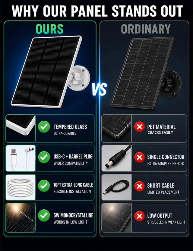 Alt view image 5 of 7 - Solblo 5W Solar Panels for Ring Camera Outdoor Waterproof USB C & DC 5V 1A | Works in Cloudy and Rainy,Easy Install,Fast Charge,IP65 Waterproof ,Compatible for Rechargeable Camera with Battery