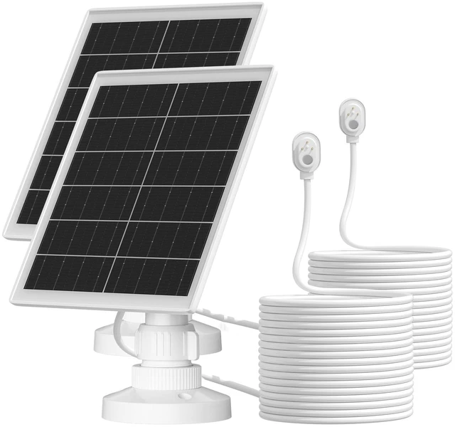 Main image of 5W Solar Panel Charger Compatible with Arlo Pro 5S/Pro 4/Pro 3/Ultra/Ultra 2/Go 2 Camera, Solar Panels Charging with 13.1ft Waterproof Charging Cable,360° Adjustable Wall Mount, 2 Pack