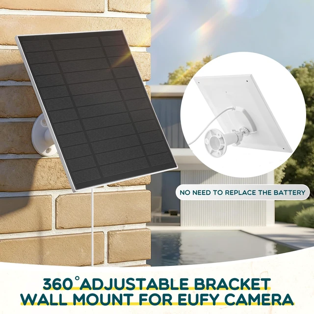 Alt view image 4 of 6 - Saysurey 4 Pack 3W Solar Panel for Bird Feeder Camera, Type-C Charger | USB C Solar Panel for Outdoor Camera, Waterproof Solar Panel, Type-C, 360° Adjustable, Safety Bracket Panel Charge Micro