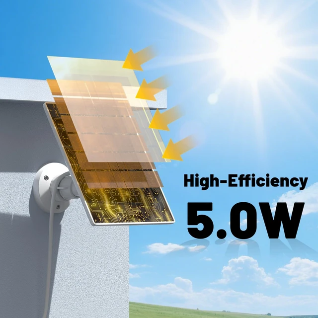Alt view image 3 of 7 - 5W Solar Panel Charger Compatible with Arlo Pro 5S/Pro 4/Pro 3/Ultra/Ultra 2/Go 2 Camera, Solar Panels Charging with 13.1ft Waterproof Charging Cable,360° Adjustable Wall Mount, 2 Pack