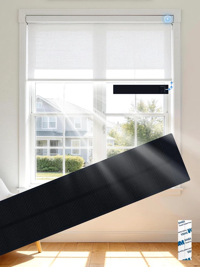Main image of 3.6W 5V Solar Panel for Motorized Blinds and Shades, Indoor Use | 720mA Output with Micro USB Adapter, Connector for Alexa Smart Roller Shades, Zebra Blinds, Cellular shades and Roman Shades