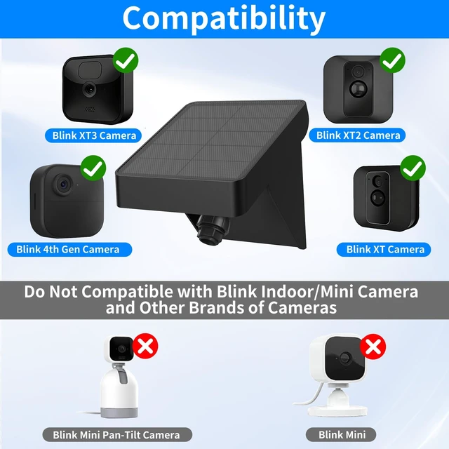 Alt view image 5 of 7 - Ponlrie Solar Panel for Blink Outdoor 4 (4th Gen)/XT3/XT2/XT Cameras - IP67 Weatherproof with 3300mAh Extended Battery, Adjustable Angle Mount for Optimal Sun,Wireless Security Power (Black2, 2 Pack)