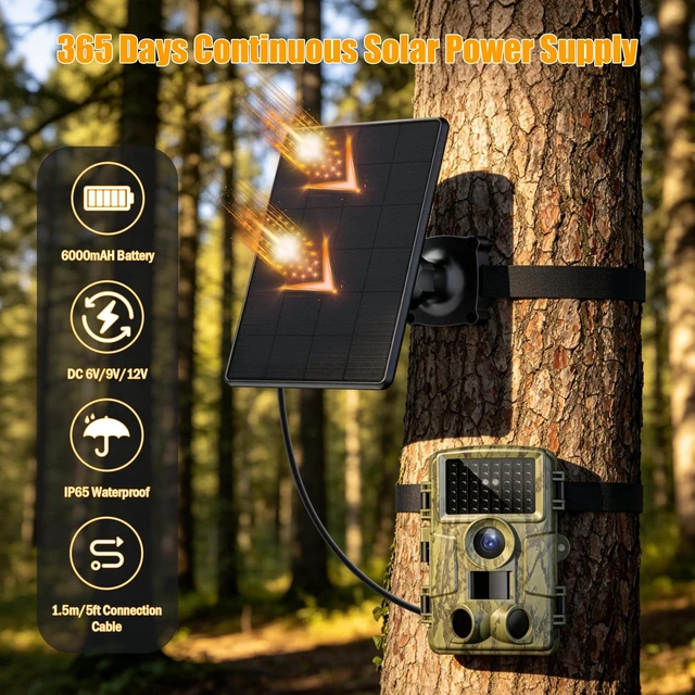 Alt view image 2 of 7 - Trail Camera Solar Panel for Cellular & Wireless Hunting Camera Trail Cam | Solar Charger Kit with USB-C Charging 4000mAh Waterproof Hunting Accessory for Tactacam Cellular Reveal Trail Camera