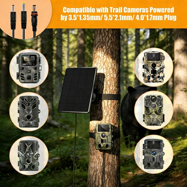 Alt view image 3 of 7 - Trail Camera Solar Panel for Cellular & Wireless Hunting Camera Trail Cam | Solar Charger Kit with USB-C Charging 4000mAh Waterproof Hunting Accessory for Tactacam Cellular Reveal Trail Camera