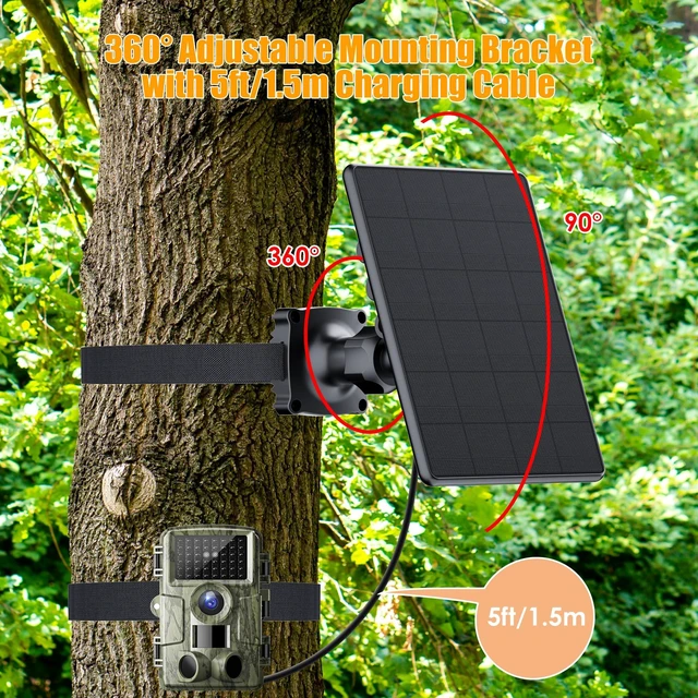 Alt view image 4 of 7 - Trail Camera Solar Panel for Cellular & Wireless Hunting Camera Trail Cam | Solar Charger Kit with USB-C Charging 4000mAh Waterproof Hunting Accessory for Tactacam Cellular Reveal Trail Camera