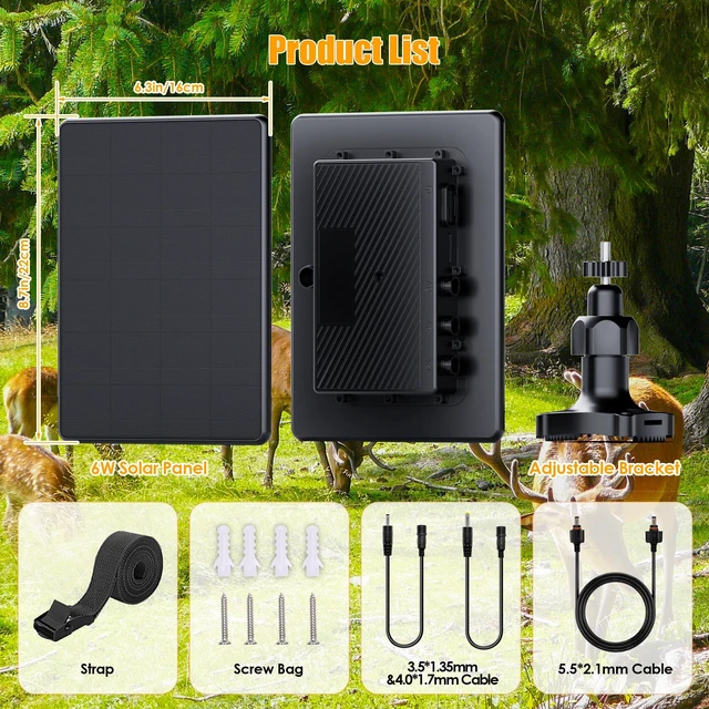 Alt view image 7 of 7 - Trail Camera Solar Panel for Cellular & Wireless Hunting Camera Trail Cam | Solar Charger Kit with USB-C Charging 4000mAh Waterproof Hunting Accessory for Tactacam Cellular Reveal Trail Camera