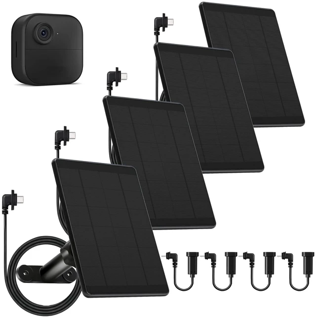 Main image of 4 Pack Solar Panel for Blink Outdoor 2K+/4(4th Gen)/Outdoor(3rd Gen) XT3 | for XT2/XT Camera,6W Solar Charger for Blink with 360° Adjustable Mount 5.9in to 8.7in,10ft Outdoor Power Cable,Waterproof