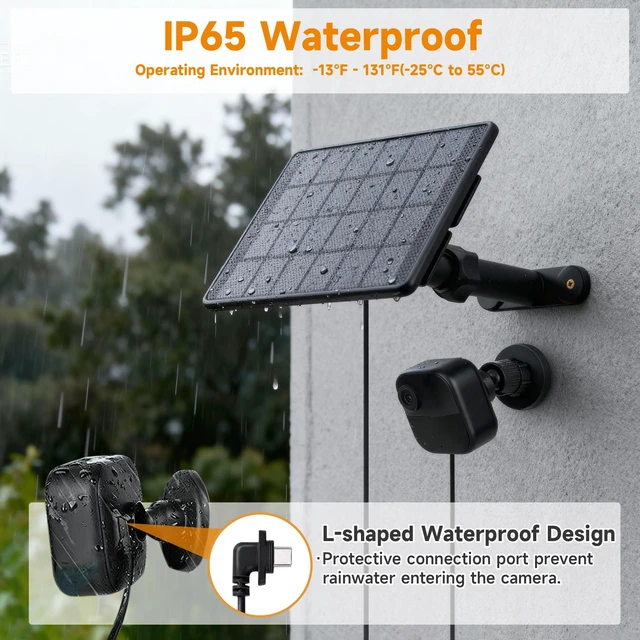 Alt view image 6 of 7 - 4 Pack Solar Panel for Blink Outdoor 2K+/4(4th Gen)/Outdoor(3rd Gen) XT3 | for XT2/XT Camera,6W Solar Charger for Blink with 360° Adjustable Mount 5.9in to 8.7in,10ft Outdoor Power Cable,Waterproof