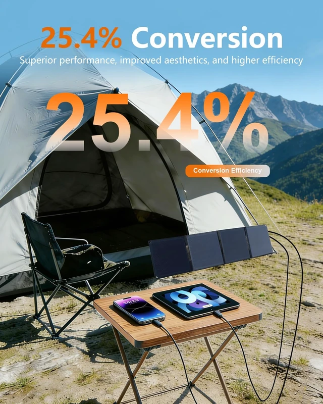 Alt view image 2 of 7 - ELECAETNA 30W HPBC Portable Solar Panel, 25.4% Conversion, 1.1 lbs, IP68 | USB C & USB QC3.0 Fast Charging, Ultra Light Foldable Solar Charger for Cellphones Tablet Camping Backpacking Hiking