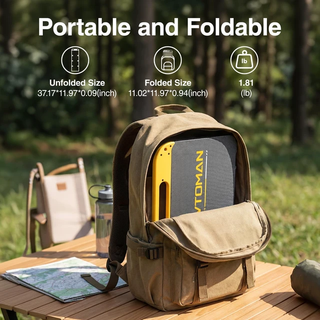 Alt view image 6 of 7 - VTOMAN 40W Foldable Small Solar Panel | USB-C, USB-A Outputs for Phone, Tablet, Jump 100/FS300 Power Station - Waterproof for Camping, Hiking,Backpacking