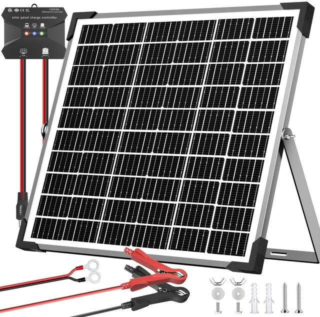 Main image of Voltset 20W 24V Solar Panel Battery Maintainer Charger Kit with Controller | Up to 23% Module Efficiency|IP67 Controller|360°Adjustable Bracket|LED Indicators|LiFePO4 & Lead-Acid Compatible