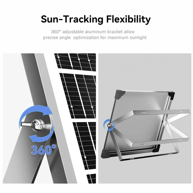 Alt view image 4 of 7 - Voltset 20W 24V Solar Panel Battery Maintainer Charger Kit with Controller | Up to 23% Module Efficiency|IP67 Controller|360°Adjustable Bracket|LED Indicators|LiFePO4 & Lead-Acid Compatible