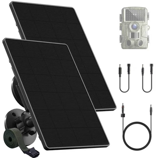 Main image of Trail Camera Solar Panel,6W Solar Battery Charger Kit 6V/2A 9V/1.5A 12V/1A | Built-in 6000mAh Battery for Hunting Camera & Tactacam Waterproof Hunting Accessory,1.7/2.1/1.35mm DC for Trail Cam(2 Pack)