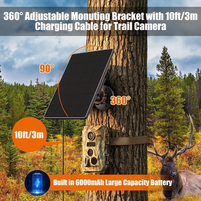 Alt view image 3 of 7 - Trail Camera Solar Panel,6W Solar Battery Charger Kit 6V/2A 9V/1.5A 12V/1A | Built-in 6000mAh Battery for Hunting Camera & Tactacam Waterproof Hunting Accessory,1.7/2.1/1.35mm DC for Trail Cam(2 Pack)