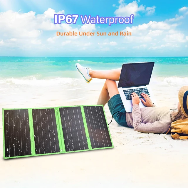 Alt view image 7 of 7 - 60W Portable Solar Panel Charger with USB-C, USB-A, DC Port, GOLUMU Outdoor IP67 Waterproof Foldable Solar Phone Charger for Camping Hiking Backpacking High Efficiency Cellphones Tablets Fast Charging