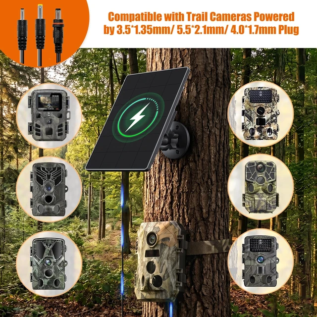 Alt view image 5 of 7 - Trail Camera Solar Panel,6W Solar Battery Charger Kit 6V/2A 9V/1.5A 12V/1A | Built-in 6000mAh Battery for Hunting Camera & Tactacam Waterproof Hunting Accessory,1.7/2.1/1.35mm DC for Trail Cam(2 Pack)