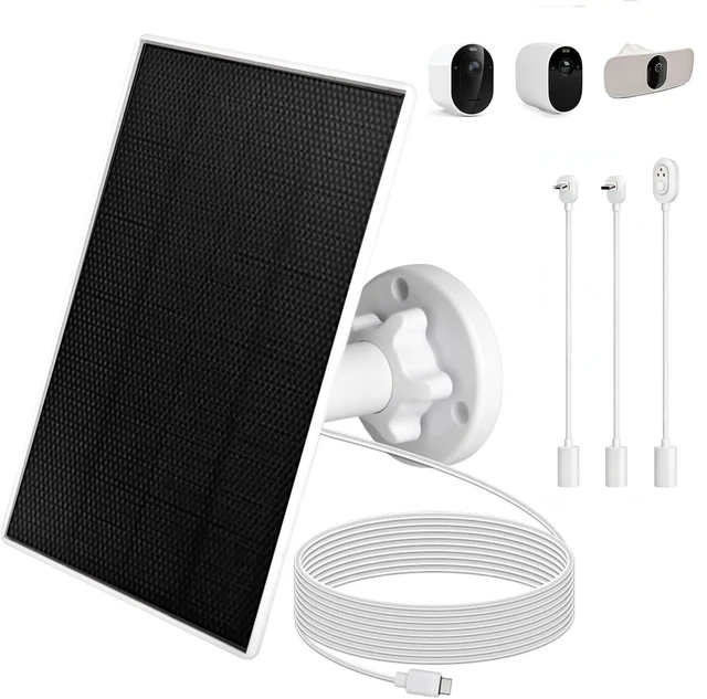 Main image of 3W Solar Panel with 4000mAh Built-in Battery for Arlo Cameras 13ft Cable | Solar Panel Charger Compatible with Arlo Pro/Pro 2/Pro 3/Pro 4/Ultra/Ultra 2,IP65,USB C & Micro USB&MagneticCharging Plug