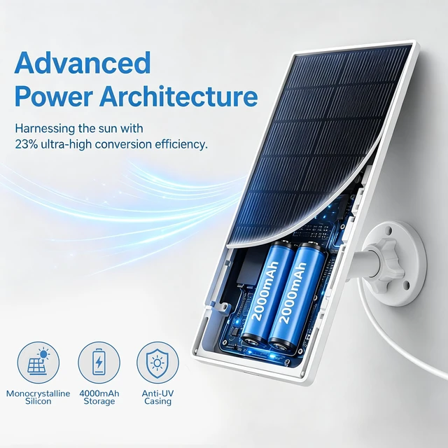 Alt view image 2 of 7 - 3W Solar Panel with 4000mAh Built-in Battery for Arlo Cameras 13ft Cable | Solar Panel Charger Compatible with Arlo Pro/Pro 2/Pro 3/Pro 4/Ultra/Ultra 2,IP65,USB C & Micro USB&MagneticCharging Plug