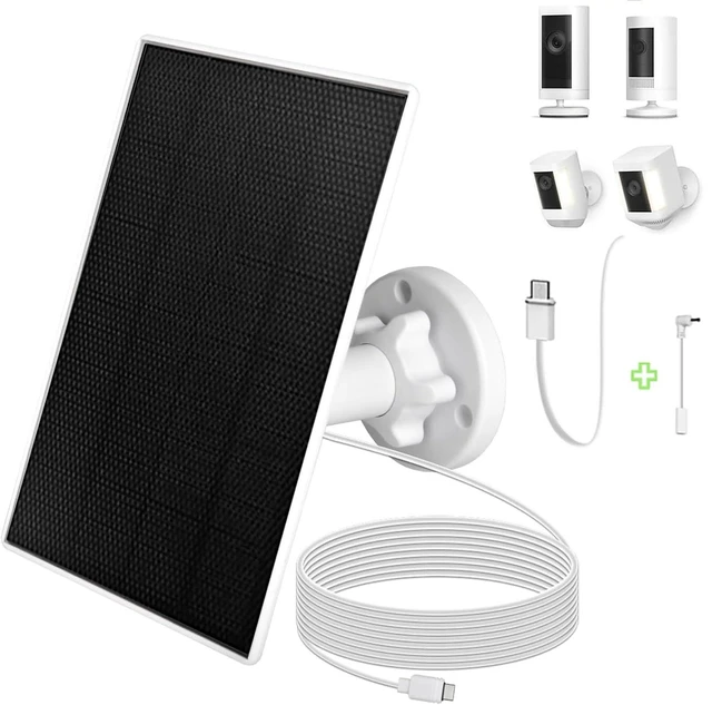 Main image of Solar Pane with 4000mAh Built-in Battery for Ring,Type-C and DC Port | Solar Panel Charger Compatible with Ring Camera,Rechargeable Battery,IP65,13.12ft Charging Cable,360°Adjustable Wall Moun
