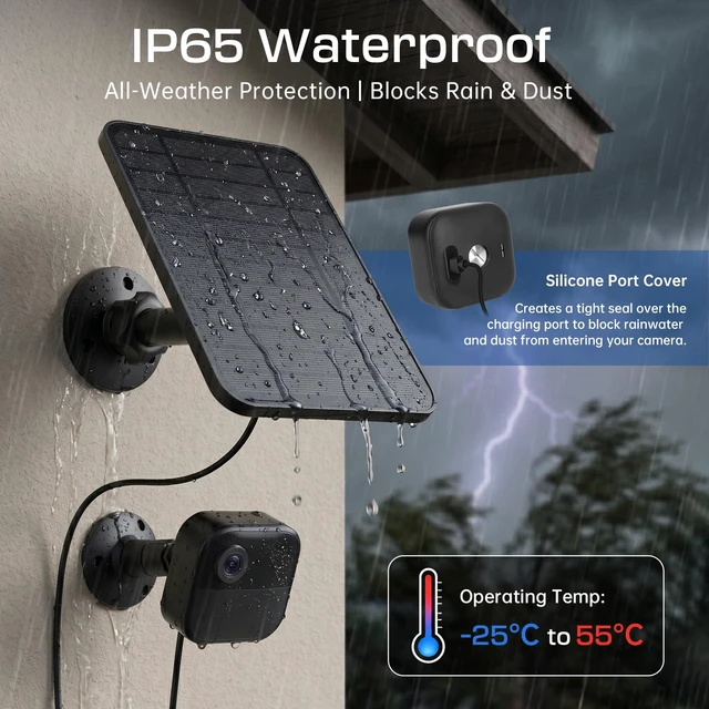 Alt view image 3 of 7 - 4W Solar Panel for Blink Outdoor 4 Camera, Waterproof Solar Charger, 2 Pack | for Blink Outdoor 2K+/4(4th Gen)/(3rd and for XT2/XT Camera(Not Included), Adjustable Mount, 13.1ft Cable