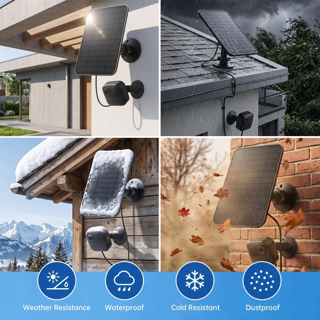 Alt view image 4 of 7 - 4W Solar Panel for Blink Outdoor 4 Camera, Waterproof Solar Charger, 2 Pack | for Blink Outdoor 2K+/4(4th Gen)/(3rd and for XT2/XT Camera(Not Included), Adjustable Mount, 13.1ft Cable