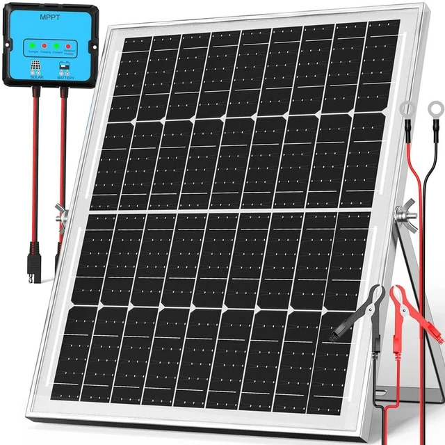 Main image of 12V 20W Smart MPPT Solar Battery Charger Trickle Tender Maintainer, IP68 Waterproof Solar Panel Kit with Adjustable Mount Bracket, for Cars RVs Boats Motorcycles Trucks