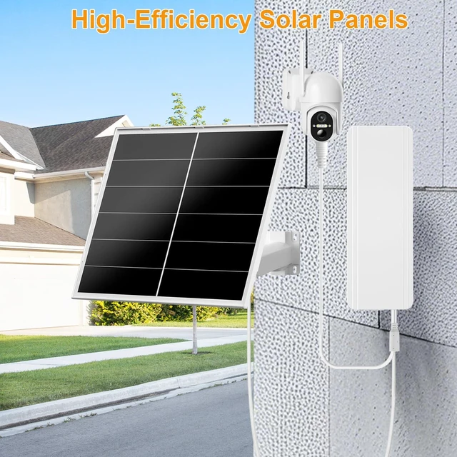 Alt view image 4 of 6 - Zivif 20W Solar Panel Kit with 24000mAh Battery for Security Cameras | 5V and 12V adjustable output, USB-C, DC 5.5x2.1mm, DC 3.5x1.35mm, DC 4.0x1.7mm plugs, IP66 waterproof, 360° adjustable mount