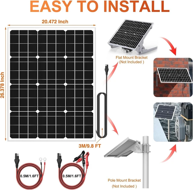 Alt view image 7 of 7 - SUNER POWER 20W 12V Solar Panel Battery Trickle Charger Maintainer Kits | 10A MPPT Charge Controller, 8-Safety Protections, Charge Level Indicators, 3 Battery Modes, for Boat Car Marine RV Trailer