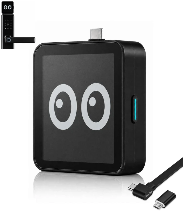 Main image of Loofae Solar Panel for Smart Lock, LockPower Infinity for Fingerprint Door Lock, IP64 Waterproof Solar Charger, Easy Installation, Built-in 1500mAh Battery & Retractable USB-C Cable, Black
