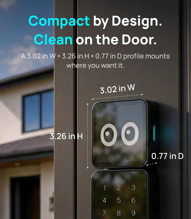 Alt view image 6 of 7 - Loofae Solar Panel for Smart Lock, LockPower Infinity for Fingerprint Door Lock, IP64 Waterproof Solar Charger, Easy Installation, Built-in 1500mAh Battery & Retractable USB-C Cable, Black