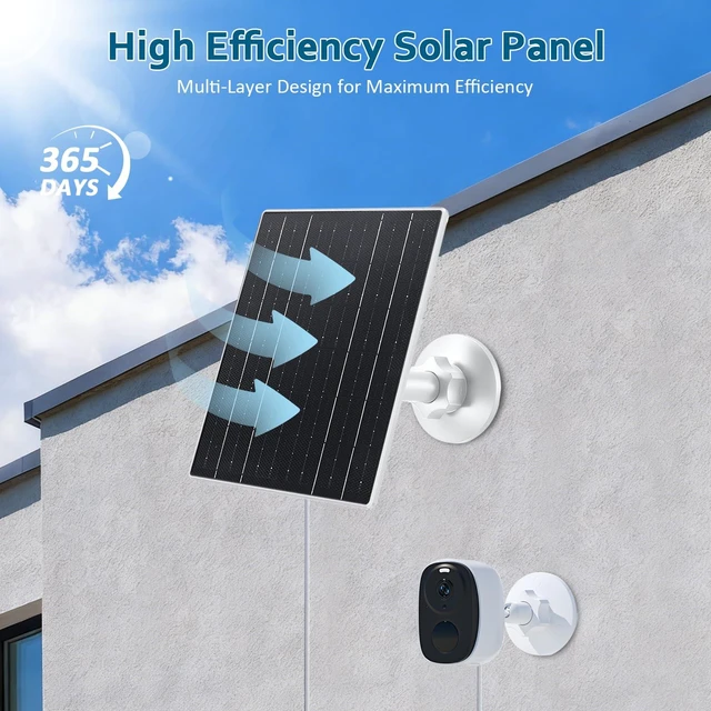 Alt view image 7 of 7 - 10W 5V Solar Charger Compatible with Battery Powered Camera | Solar panel for security cameras, USB-C, USB & DC 5.5×2.1mm ports, IP66 waterproof, 7.2ft cable, 360° adjustable mount