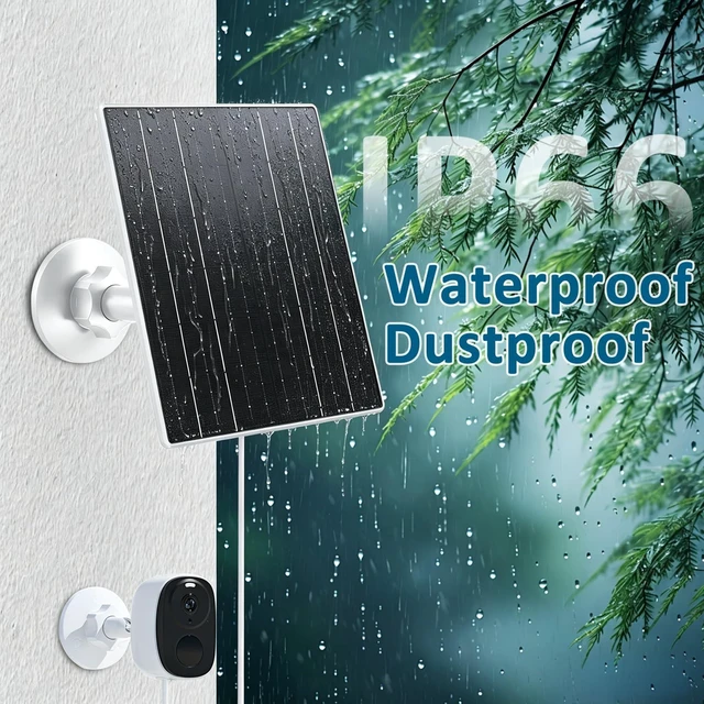 Alt view image 6 of 7 - 10W 5V Solar Charger Compatible with Battery Powered Camera | Solar panel for security cameras, USB-C, USB & DC 5.5×2.1mm ports, IP66 waterproof, 7.2ft cable, 360° adjustable mount