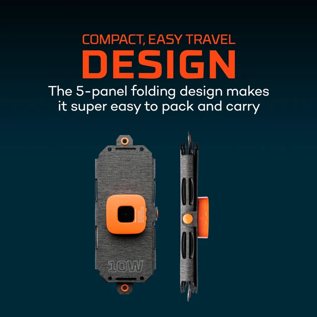 Alt view image 4 of 7 - NEBO Reliance 10W Solar Panel, Foldable & Portable | 24.7% Sunlight to Solar Energy Conversion Rate, 2 Outputs - USB-A & USB-C, Integrated Storage Pouch, IP65 Water-Resistant