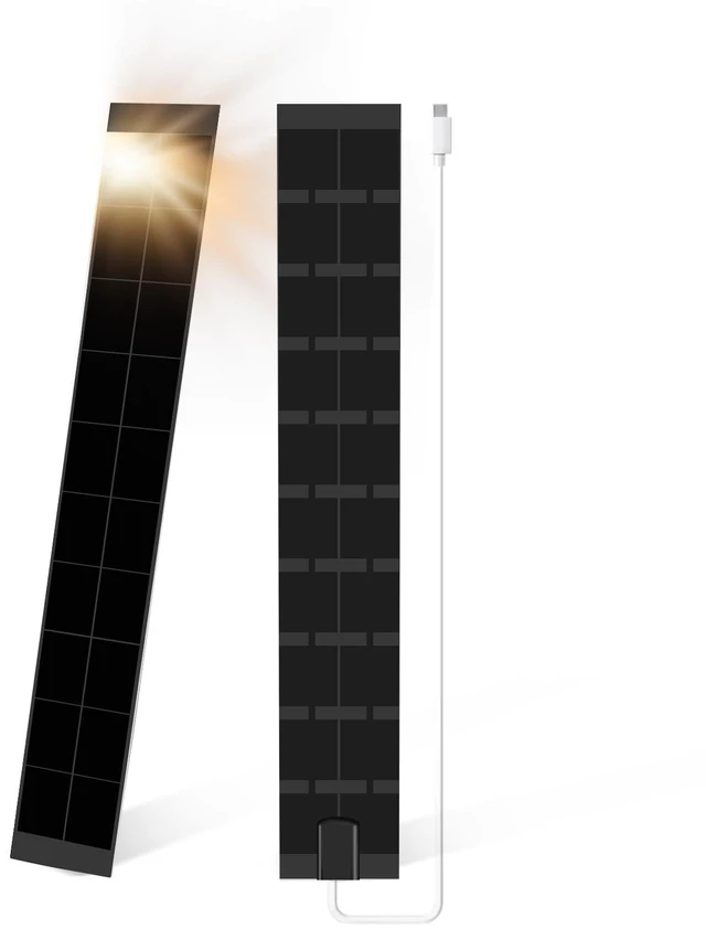 Main image of JOYENG USB-C Solar Charging Panel, 5V Max 5.5W Power Wall Mount Solar Charger Accessory, Universal Compatible with Zebra Roller Cellular Roman Electric Window Blinds, 15.7x3.1 Inches Black, 1 Piece