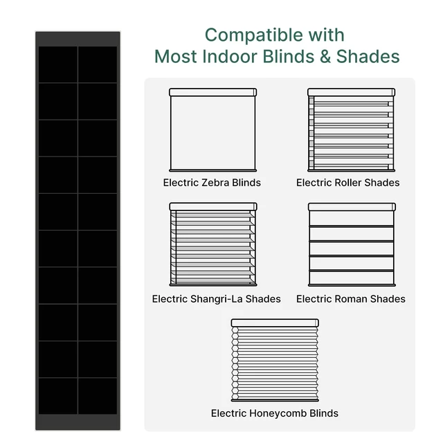 Alt view image 5 of 6 - JOYENG USB-C Solar Charging Panel, 5V Max 5.5W Power Wall Mount Solar Charger Accessory, Universal Compatible with Zebra Roller Cellular Roman Electric Window Blinds, 15.7x3.1 Inches Black, 1 Piece