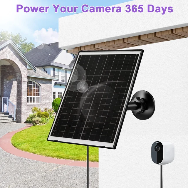 Alt view image 3 of 6 - FUTUREZEN 10W Solar Panel for Arlo Essential 2K/XL/Spotlight Cam, 2 Pack | glass panel, USB-C and Micro USB plugs, 5V output, IP66 waterproof, 360° adjustable mount, 7.2ft cable
