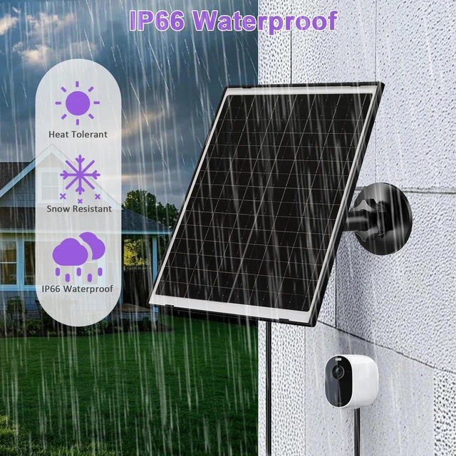 Alt view image 4 of 6 - FUTUREZEN 10W Solar Panel for Arlo Essential 2K/XL/Spotlight Cam, 2 Pack | glass panel, USB-C and Micro USB plugs, 5V output, IP66 waterproof, 360° adjustable mount, 7.2ft cable