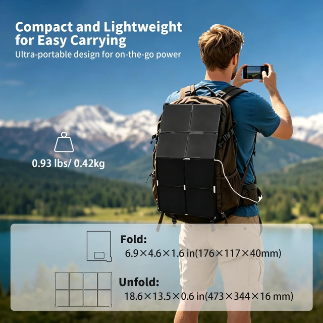 Alt view image 4 of 7 - 25W Portable Solar Panel, 25% High-Efficiency Foldable Solar Panels.