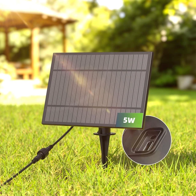 Main image of FOOMAN Replacement 5W Solar Panel with USB Charging | Compatible Only with FOOMAN Solar Led Outdoor String Lights, IP44 Waterproof, 5 Lighting Modes, 1 Pack Solar Panel