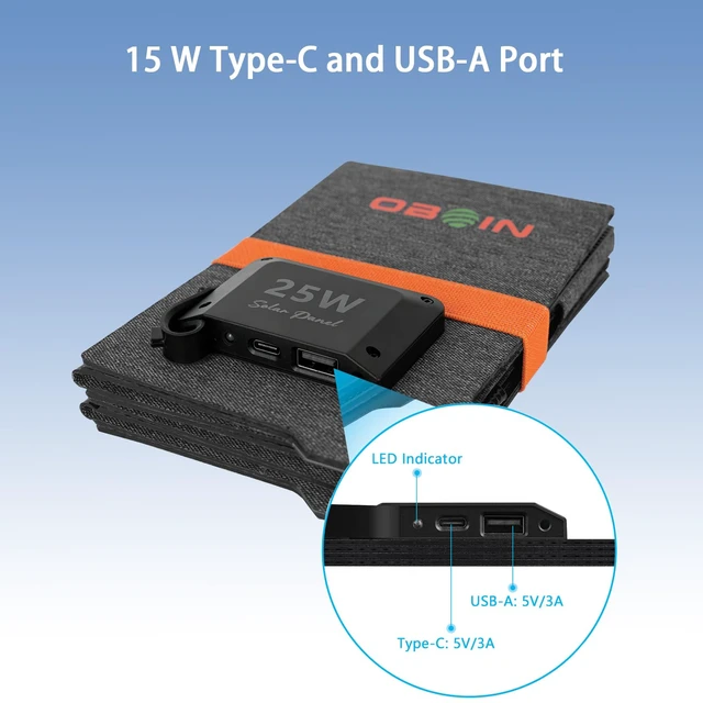Alt view image 5 of 7 - 25W Portable Solar Panel, 25% High-Efficiency Foldable Solar Panels.