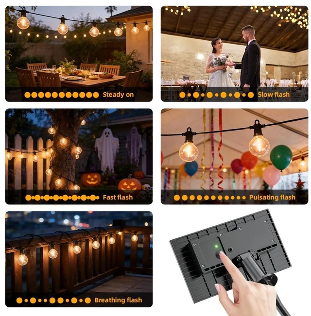 Alt view image 7 of 7 - FOOMAN Replacement 5W Solar Panel with USB Charging | Compatible Only with FOOMAN Solar Led Outdoor String Lights, IP44 Waterproof, 5 Lighting Modes, 1 Pack Solar Panel