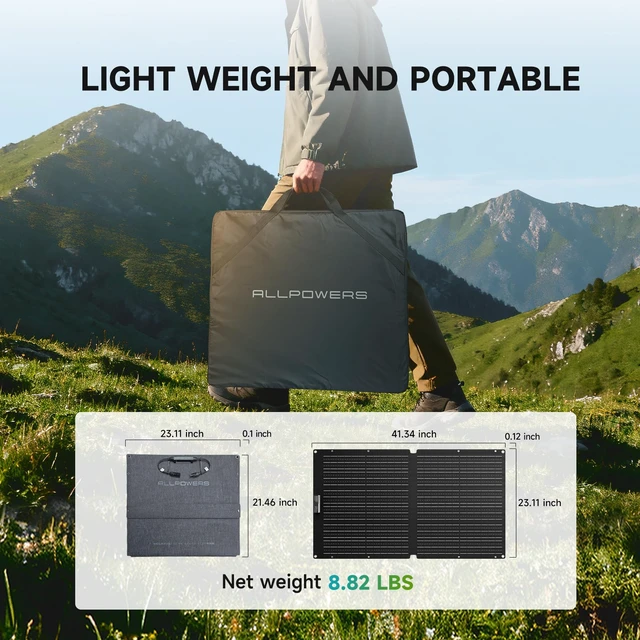 Alt view image 2 of 7 - ALLPOWERS SE100 100W Solar Panel Solar Charger | Foldable Solar Panel for P300 S2000 PRO R1500 LITE R2500 P1800, Solar Generator for Outdoor Camping Indoor RV